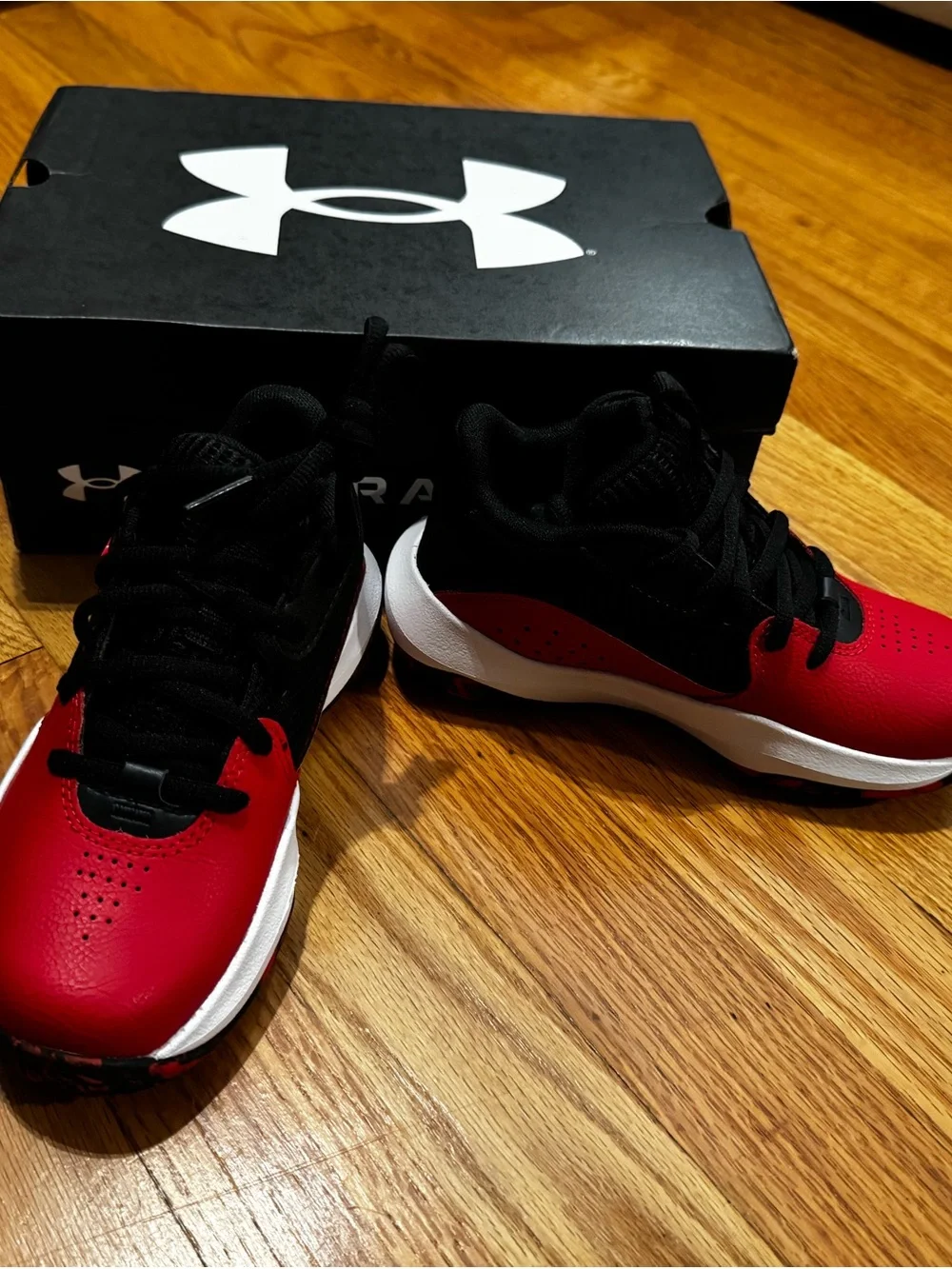 Under Armour Kids Red, Black & White Athletic Sneakers